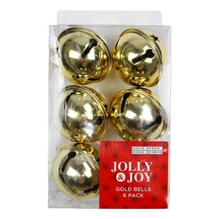 Jolly & Joy Large Bells 6 Pack Gold