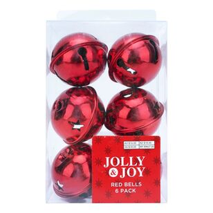 Jolly & Joy Large Bells 6 Pack Red