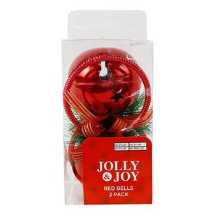 Jolly & Joy Jingle Bell With Bow 2 Pack Red