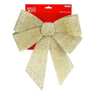 Jolly and Joy Large Christmas Bow Gold