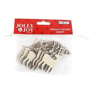 Jolly & Joy Reindeer Present Topper 6 Pack Natural