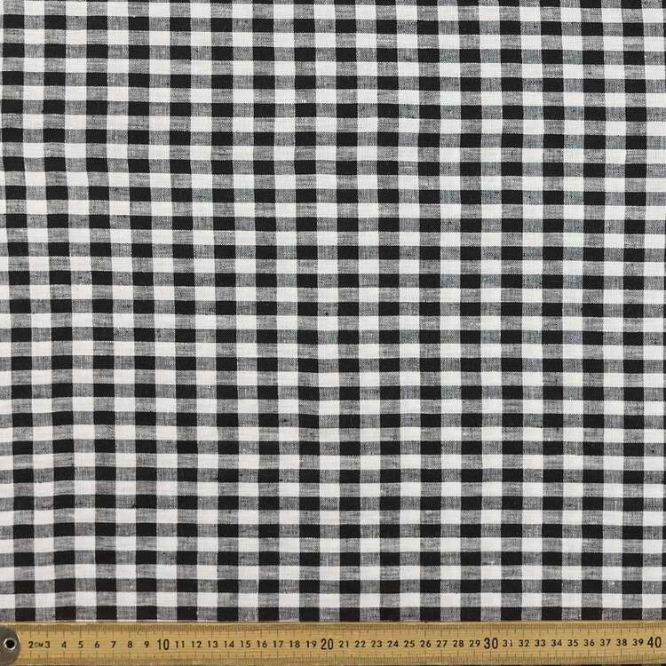 Yarn Dyed Gingham Check Printed 135 cm Linen Fabric Black & White