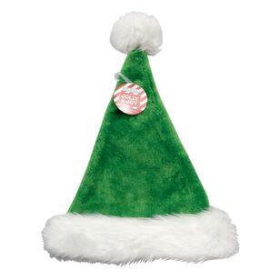 Jolly & Joy Green Plush Santa Hat Green