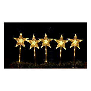 Jolly & Joy Solar LED Star Stakes 5 Pack Yellow