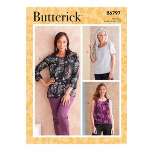 Butterick Sewing Pattern B6797 Misses' & Misses' Petite Scoop-neck Tops X Small - X Large