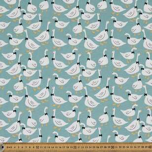 Geese Printed 112 cm Organic Cotton Jersey Fabric Teal 112 cm