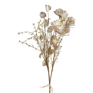 62 cm Mixed Wild Flower Bundle Grey & Cream 62 cm