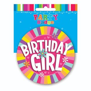 Artwrap Birthday Girl Badge Multicoloured Large