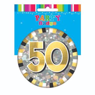 Artwrap 50th Birthday Badge Multicoloured Large