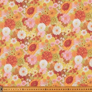 Bloom Printed 112 cm Organic Cotton Poplin Fabric Multicoloured 112 cm