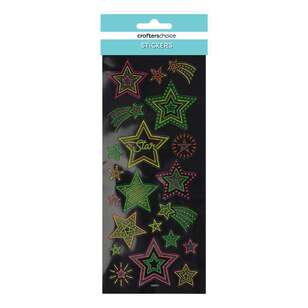 Crafters Choice Neon Stars Sticker Multicoloured