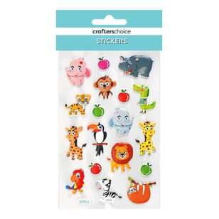 Crafters Choice Puffy Safari Animals Sticker Multicoloured