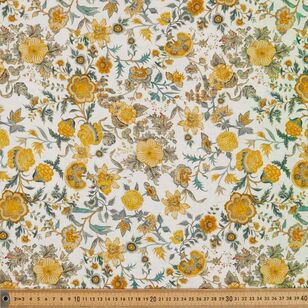 Jacobean Digital Printed 144 cm Viscose Cotton Flax Fabric Mustard 144 cm