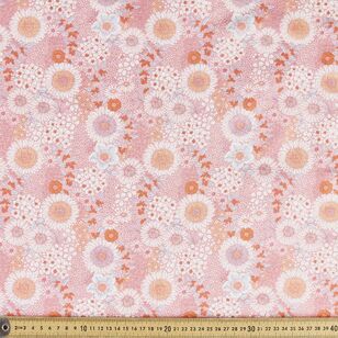 Dusty Daisies Printed 112 cm Organic Poplin Fabric Pink 112 cm