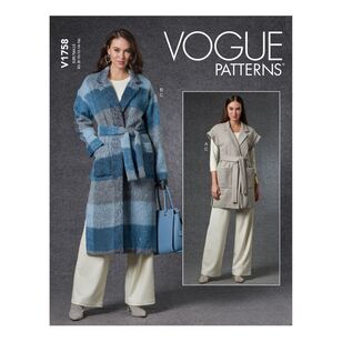 Vogue Sewing Pattern V1758 Misses' Vest, Jacket, Belt & Pants