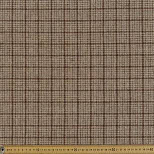 Brown Checks #3 Patterned 145 cm Wool Blend Suiting Fabric Tan 145 cm