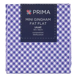 Prima Mini Gingham Printed Flat Fat Blender Fabric Lilac 50 x 52 cm