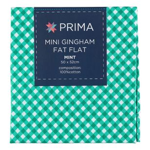 Prima Mini Gingham Printed Flat Fat Blender Fabric Mint 50 x 52 cm