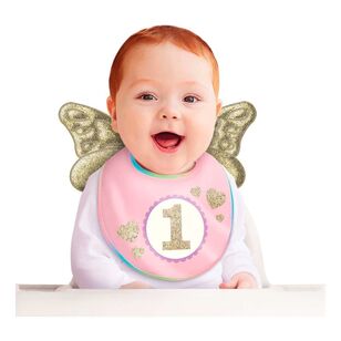 Amscan 1st Birthday Girl Bib With Wings Multicoloured