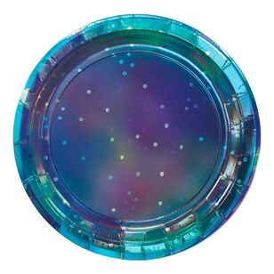 Amscan Sparkling Sapphire Round Iridescent Plates 8 Pack Multicoloured 23 cm
