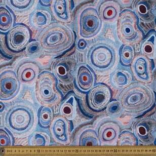 Warlukurlangu Agnes Nampajimpa Brown Ngapa Jukurrpa (Water Dreaming) #3 Printed 112 cm Cotton Fabric Pastels 112 cm