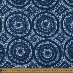 Warlukurlangu Lyn Nungarrayi Sims Wanakiji Jukurrpa (Bush Tomato Dreaming) Printed 112 cm Cotton Drill Fabric Blues 112 cm