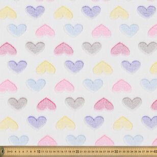 Hearts Printed 148 cm Burnout Fleece Fabric White 148 cm