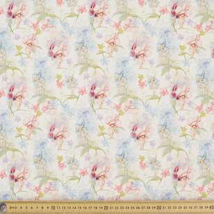 May Gibbs Floral Rotary Printed 112 cm Homespun Organic Cotton Fabric White 112 cm