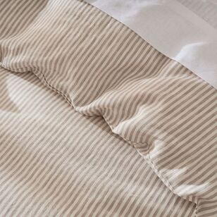 KOO Yarn Dyed Stripe French Linen Quilt Cover Set Grey Stripe