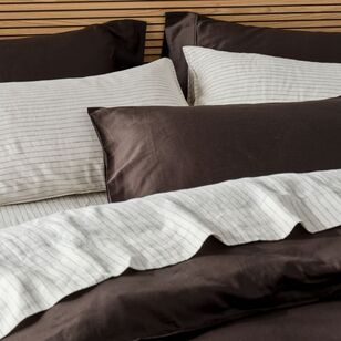 KOO 300 Thread Count Washed Cotton Quilt Cover Set Dark Shadow