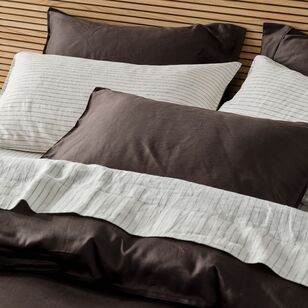 KOO 300 Thread Count Washed Cotton Quilt Cover Set Dark Shadow