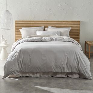 KOO 300 Thread Count Washed Cotton Quilt Cover Set Storm Grey