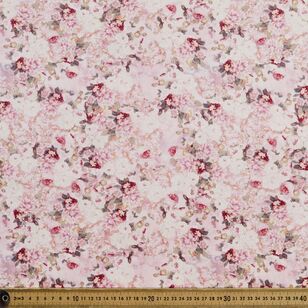 Cabbage Rose Printed 135 cm Rayon Fabric Multicoloured 135 cm