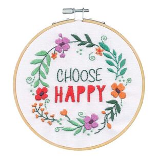 Dimensions Choose Happy Embroidery Kit Multicoloured 15 cm