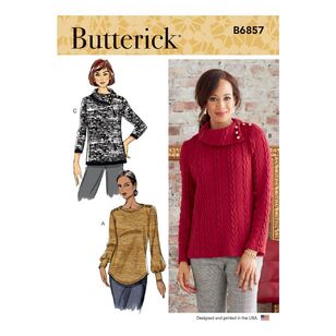 Butterick Sewing Pattern B6857 Misses' Top A (XS - S - M - L - XL - XXL)