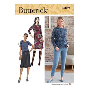 Butterick Sewing Pattern B6859 Misses' Knit Dress, Tops, Skirt and Pants