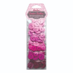 Hemline Assorted Ombre Buttons 90 Pack Pink
