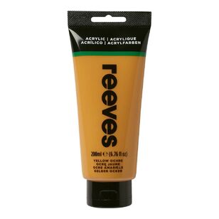 Reeves Artists Acrylic Paint Yellow Ochre 200 mL