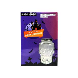 Spooky Hollow Glass Skull Drink Dispenser Clear