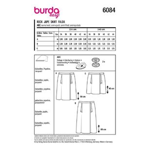 Burda Easy Sewing Pattern 6084 Misses' Wrap Skirt with Inverted Pleats 8 - 18 (34 - 44)