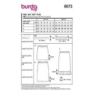 Burda Easy Sewing Pattern 6073 Misses' Skirt in Three Lengths with Elastic, Slim Shape 8 - 18 (34 - 44)