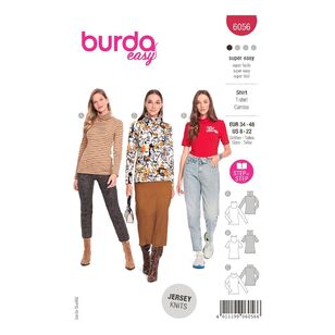 Burda Easy Sewing Pattern 6056 Misses' Turtleneck Top with Half or Full Length Sleeves 8 - 22 (34 - 48)