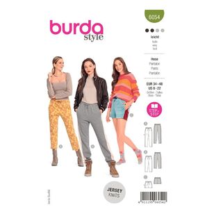 Burda Style Sewing Pattern 6054 Misses' Jogging Pants in Three Lengths with Side Stripes 8 - 22 (34 - 48)