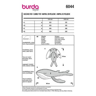 Burda Style Sewing Pattern 6044 Stuffed Animals - Bunny & Whale OS (ONE SIZE)