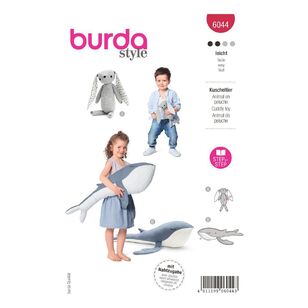 Burda Style Sewing Pattern 6044 Stuffed Animals - Bunny & Whale OS (ONE SIZE)