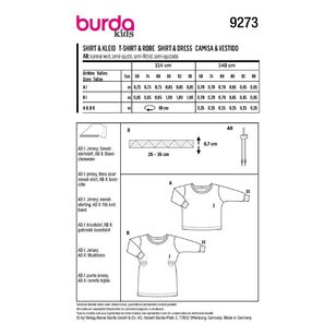 Burda Kids Sewing Pattern 9273 Babies' Top & Dress with Round Neckline & Rib Knit Bands 6M - 3 (68 - 98)