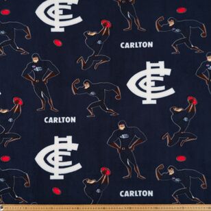 Carlton Blues AFL Logo Printed 148 cm Polyester Fleece Fabric Multicoloured 148 cm