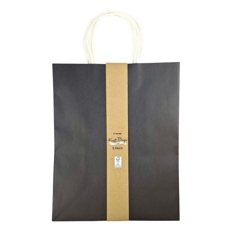 Artwrap Mix Paper Kraft Bag 5 Pack Black Large