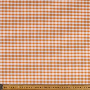 Yarn Dyed Gingham Check #3 Printed 145 cm Cotton Fabric Orange & White 145 cm