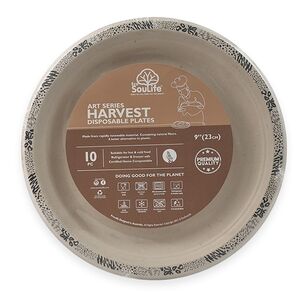 EcoSouLife Harvest Patterned Plates 10 Pack Natural